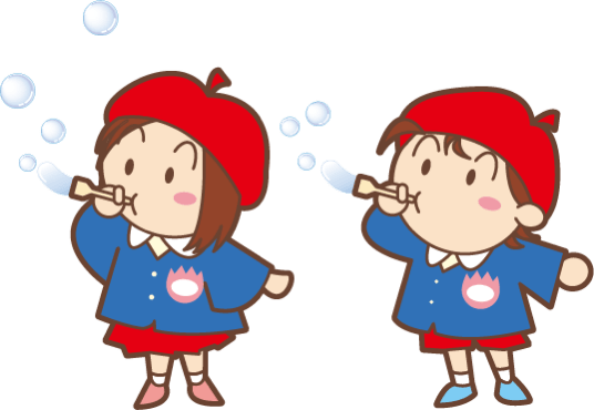 シャボン玉を吹く園児のイラスト